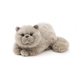 Uni-Toys - Chat Persan Gris, couché - 31 cm Longueur - Chat en Peluche - Peluche, Doudou