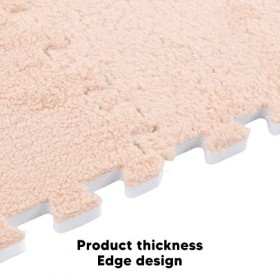 Vbestlife Tapis de Sol en Mousse Puzzle en Peluche, 10 Pièces Tapis en Mousse en Peluche Doux et épais pour Sol de Chambre B