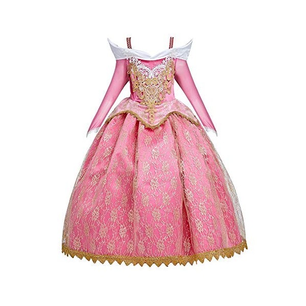 FMYFWY Costume de Carnaval Filles Princesse Robe de Aurora La Belle au Bois Dormant Déguisements Cosplay Halloween Noël Fête 