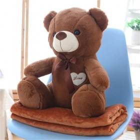 PaMut Mignon Ours en Peluche Jouet en Peluche Petite poupée Tapis Ours en Peluche Couverture d’été Cool climatiseur Couvertur