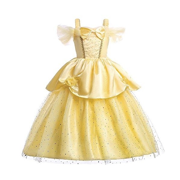 Petites Filles Princesse Belle Costume Off épaule par Couches Dress Up 7-8T 