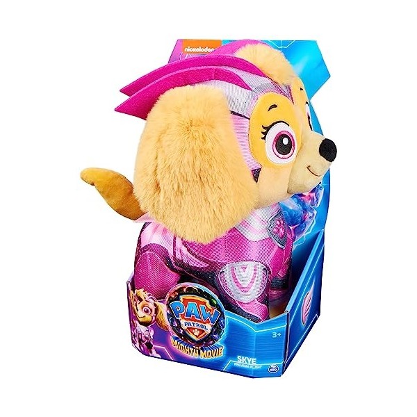 Paw Patrol: The Mighty Kinofilm Skye Super Héros Peluche 30 cm avec uniforme pailleté et cape pour tout-petits