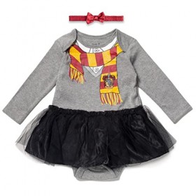 Harry Potter Body Naissance Hermione avec Jupe en Tutu - Robe avec Manches Longues - Costume de Carnival - Bébé Fille 3-6 Moi