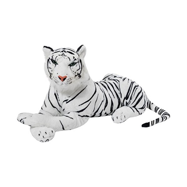BRUBAKER Peluche de Tigre 45 cm - Couché Peluche de Tigre - Blanc