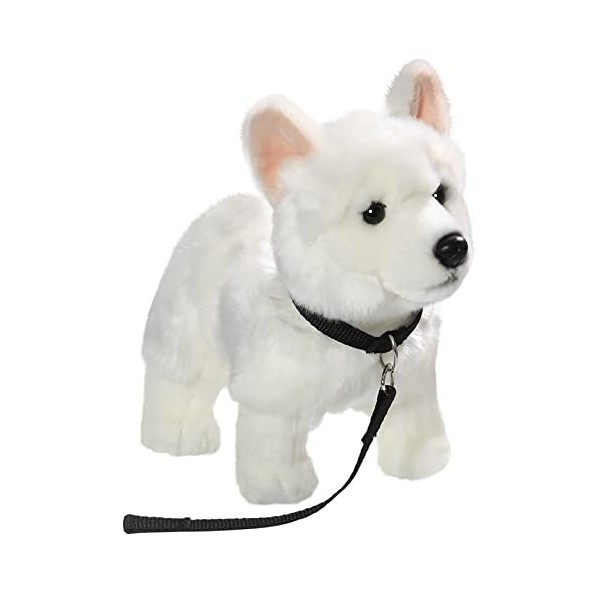 Carl Dick Peluche Chien de Berger Blanc Assis avec Laisse de Chien, 26cm 3485