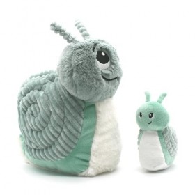 Les Déglingos - PTITPOTOS  - Speedou l’Escargot Maman bébé – Peluche Toute Douce – Idéal Cadeau Naissance - Vert Menthe – 22 