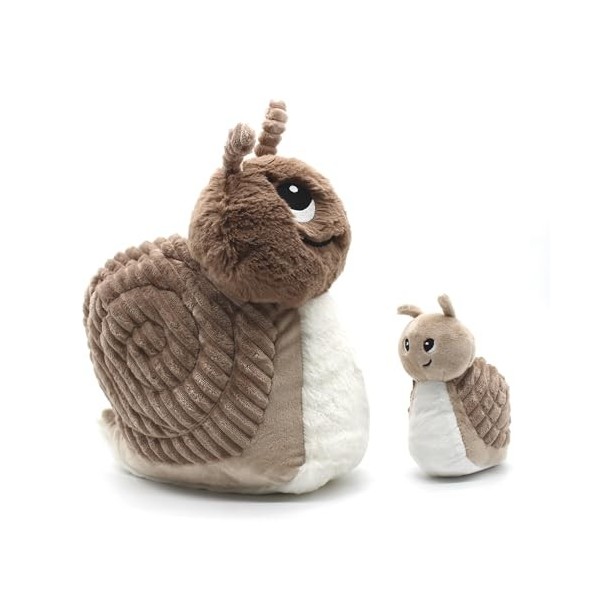 Les Déglingos - PTITPOTOS &nbsp;- Speedou l’Escargot Maman bébé – Peluche Toute Douce – Idéal Cadeau Naissance - Vert Menthe – 22 