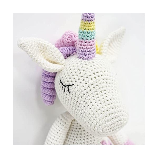 Kenuak® Peluche licorne crochetée à la main, jouet animal amigurumi, cadeaux originaux crochetés à la main pour bébé