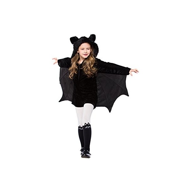 Yolsun Déguisement de chauve-souris vampire pour fille taille suggérée : 96,5 cm - 119,4 cm , noir-1 