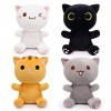 Desdfcer Lot de 2 peluches pour chat - Comprend des animaux en peluche noirs et jaunes - Peluche pour chat noir + jaune + gr