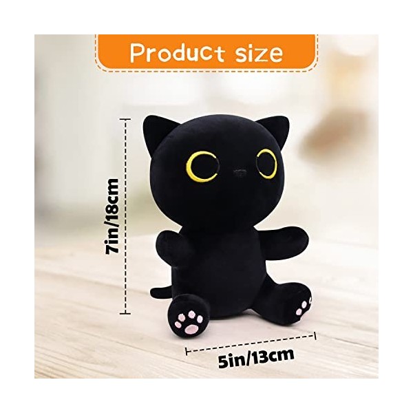 Desdfcer Lot de 2 peluches pour chat - Comprend des animaux en peluche noirs et jaunes - Peluche pour chat noir + jaune + gr