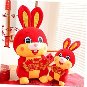 ibasenice 2 Pièces Poupée De Mascotte De Lapin Figurines Année Lapin 2023 Figurines De Lapin du Nouvel an Peluche Zodiaque Ch