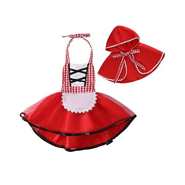 MYRISAM Bébé Filles Princesse Costume de Petit chaperon Rouge avec Cape Conte de Fée Robe de Carnaval Déguisements Cartoon Co