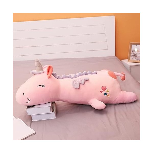 DHESSO 60 cm-100 cm Peluche Licorne poupée Mignon Enfants Longue Bande Oreiller Fille Super Doux Coussin Chambre décoration R