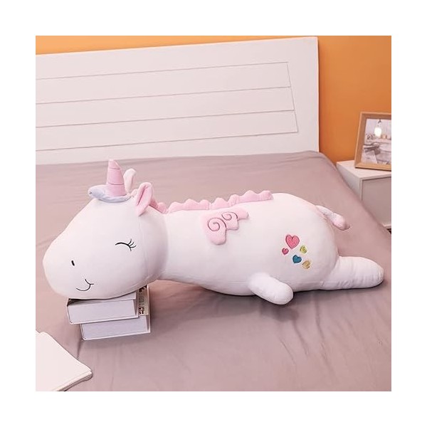 DHESSO 60 cm-100 cm Peluche Licorne poupée Mignon Enfants Longue Bande Oreiller Fille Super Doux Coussin Chambre décoration R