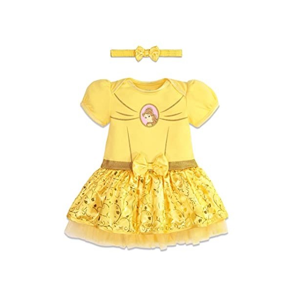 Disney Princess Baby Girls Costume Bodysuit Dress & Headband Set