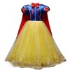 FMYFWY Costume de Carnaval Princesse Robe de Blanche Neige avec Cape Filles Conte de Fée Snow White Déguisements Halloween No