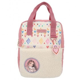 Depesche 12586 TOPModel Cosy-Sac à Dos en Peluche avec Pendentif en Forme de cœur coloré, détails surpiqués et Pochette avec 