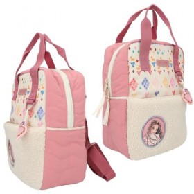 Depesche 12586 TOPModel Cosy-Sac à Dos en Peluche avec Pendentif en Forme de cœur coloré, détails surpiqués et Pochette avec 