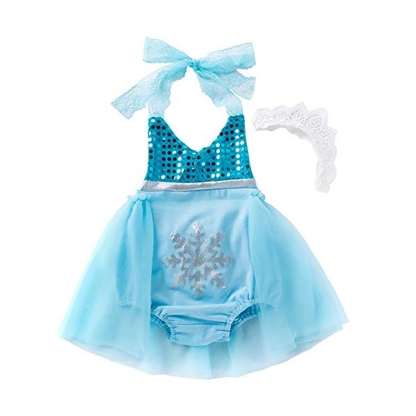 AGQT Sirène Deguisement Petit Enfant Fille Princesse Robe Rückenfrei Carnaval Tulle Fête Robe Prendre des Photos Barboteuse C