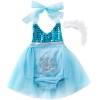 AGQT Sirène Deguisement Petit Enfant Fille Princesse Robe Rückenfrei Carnaval Tulle Fête Robe Prendre des Photos Barboteuse C