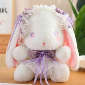 EacTEL Kawaii Lapin À Longues Oreilles Jouets en Peluche Poupées Mignonnes Filles en Peluche Animal Jouets Cadeaux D’Annivers
