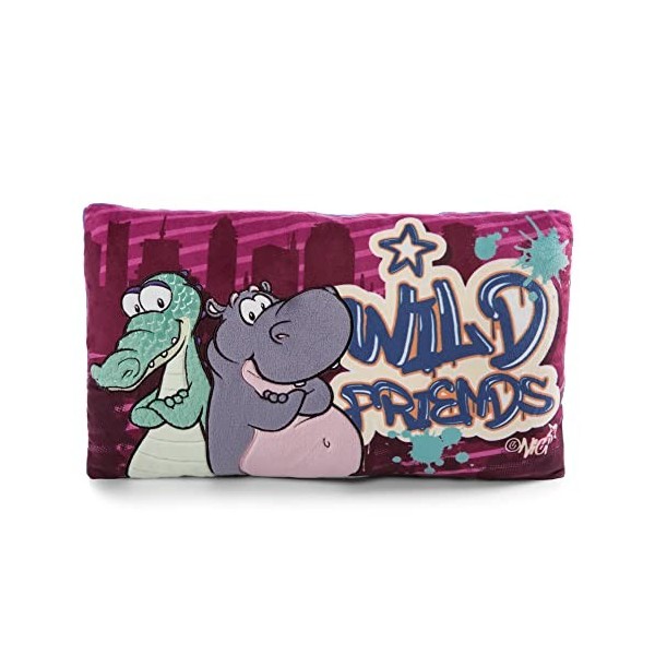 NICI DJ NILBERT Câliner Hippopotame 40x30 cm 2 en 1 Durable pour Filles, Garçons et Bébés – Peluches et Coussins en 1 – Oreil