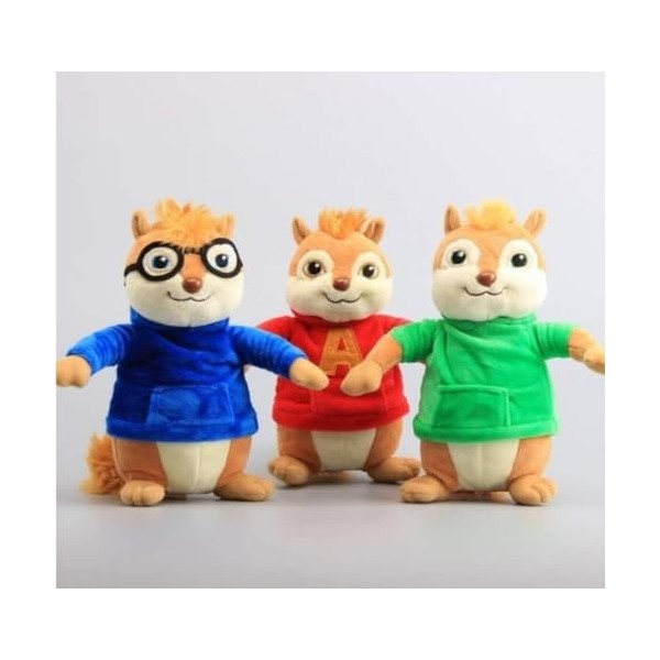 TTSM Lot de 3 jouets en peluche Alvin et les Chipmunks 22 cm