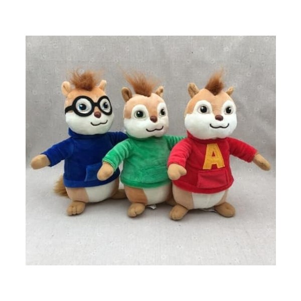 TTSM Lot de 3 jouets en peluche Alvin et les Chipmunks 22 cm