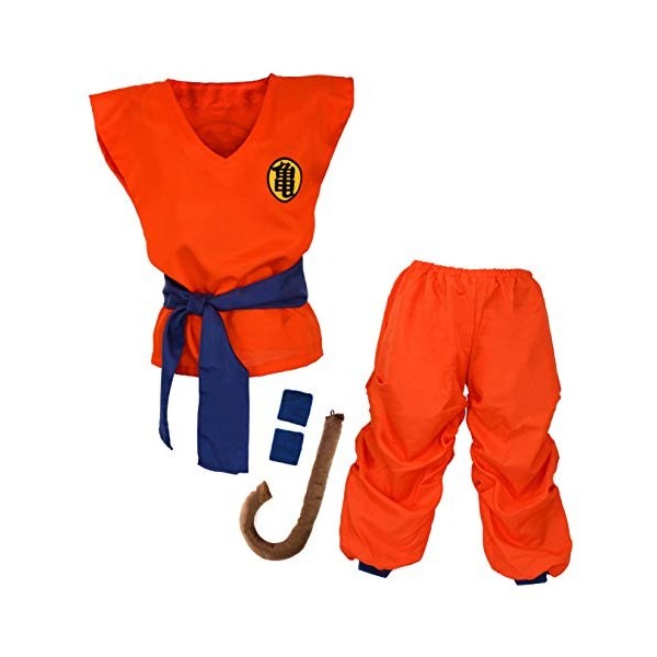 papapanda Enfant Déguisement pour Dragon Goku San Vêtements Entraînement pour les enfants et les jeunes S 