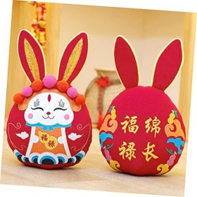 Toyvian 3 Pièces Ornement De Lapin Wufu Peluche Lapin Mascotte Poupée Lapin du Nouvel an Chinois Année De La Poupée Lapin Pou