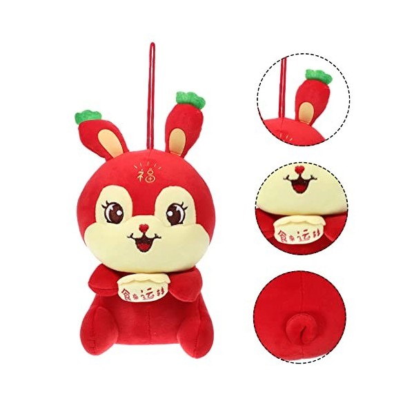 Toyvian 3 Pièces Nourriture pour Faire Courir Le Lapin Cadeau De Nouvel an 2023 Mascotte De Lapin Peluche Lapin Figurines De 