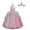 Kathévan Robe Licorne Robe Fille de Princesse Déguisement Princesse Cérémonie Halloween Carnaval Cosplay Soirée Cadeau Annive