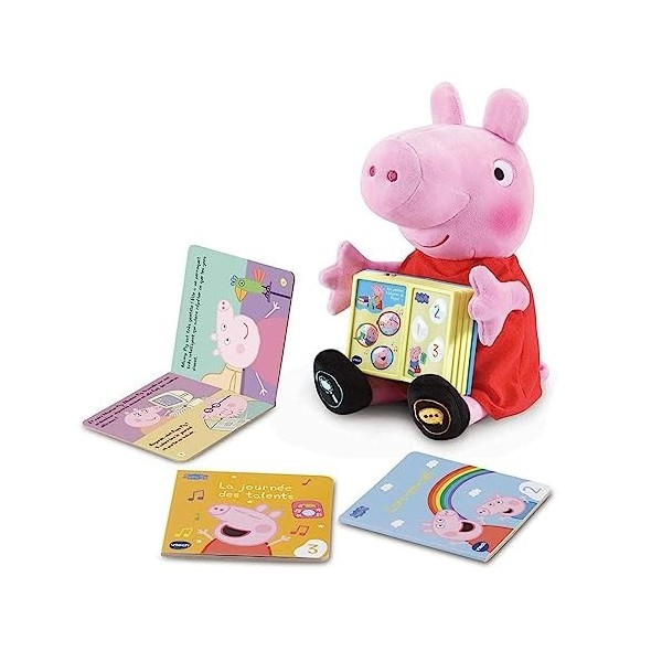 VTech - Peppa Pig - Les Petites Histoires De Peppa, Peluche Interactive, Jouet Peppa Pig - 2/5 ans - Version FR 552205 Rose