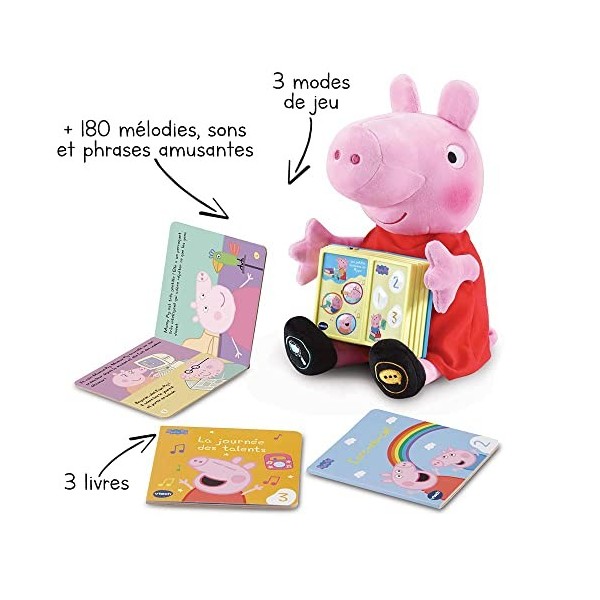 VTech - Peppa Pig - Les Petites Histoires De Peppa, Peluche Interactive, Jouet Peppa Pig - 2/5 ans - Version FR 552205 Rose