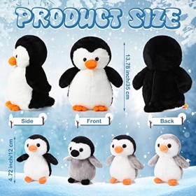 Harrycle 5 Pcs Set de Jouet Bébé de Peluche Pingouin 1 Maman Pingouin avec 4 Bébés Pingouins dans Son Ventre 35 cm Animal en 