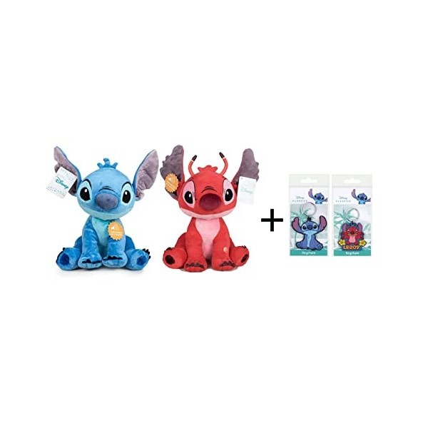 Lilo & Stitch Lot de 2 Peluches Stitch + Leroy Original License Qualité Super Soft 30 cm