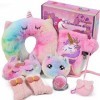 Tacobear Peluche Licorne Cadeau Fille 6 7 8 9 10 Ans Licorne Jouet Coussin de Voyage/Masque Sommeil/Journal/Chaussettes/Miroi