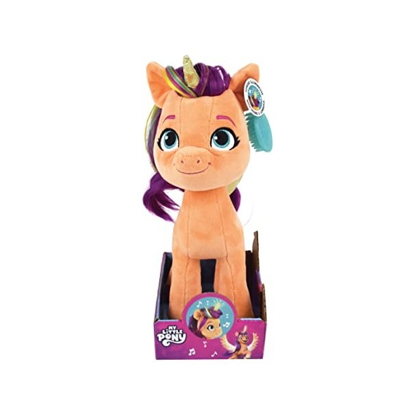 My Little Pony Peluche Sunny SONORE ET Lumineuse +/- 25 CM avec SA Brosse