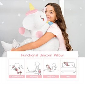 GAGAKU 66 cm - Coussin licorne en peluche - Grand pour bébé fille - Cadeau danniversaire et danniversaire