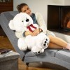 RILOOP Grand Nounours Ours en Peluche géant Ourson XL 100 cm Teddy Bear Blanc