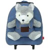 PERLETTI Sac à Roulette Scolaire Maternelle et Peluche Husky Douce pour Enfant - Sac à Dos avec Roues et Animal Chien Amovibl