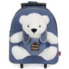 PERLETTI Sac à Roulette Scolaire Maternelle et Peluche Husky Douce pour Enfant - Sac à Dos avec Roues et Animal Chien Amovibl