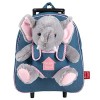 PERLETTI Sac à Roulette Scolaire Maternelle et Peluche Husky Douce pour Enfant - Sac à Dos avec Roues et Animal Chien Amovibl