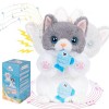 WAYPIN SION Chat en Peluche interactif, Chaton, Jouets en Peluche Mignons, Chat Mangeant du Poisson avec Perroquet Qui secoue