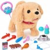 JoyGrow Peluche Interactifs Chien de Jouets Électriques pour Filles Enfants Marcher et Aboyer,Secouer Queue Peluches et Anima