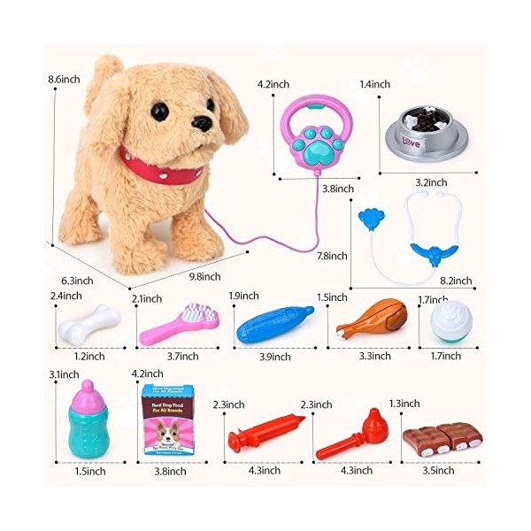 JoyGrow Peluche Interactifs Chien de Jouets Électriques pour Filles Enfants Marcher et Aboyer,Secouer Queue Peluches et Anima