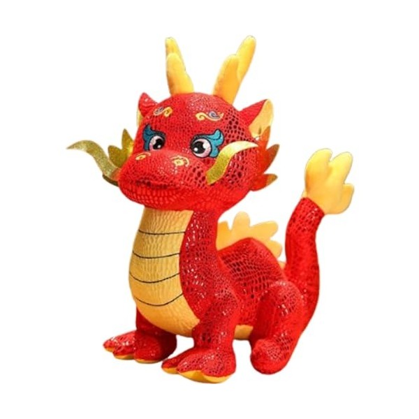 Poupée du Zodiaque en Peluche de Mascotte de Dragon, poupée en Peluche de Dragon Chinois, poupée en Peluche de Dragon imprimé