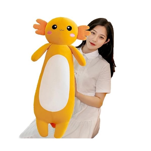 Long Axolotl Oreiller en Peluche, Mignon Axolotl rembourré Animal Corps en Peluche Douce poupée en Peluche Fille garçon Jouet