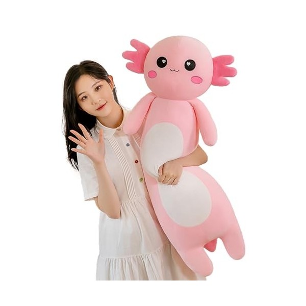 Long Axolotl Oreiller en Peluche, Mignon Axolotl rembourré Animal Corps en Peluche Douce poupée en Peluche Fille garçon Jouet